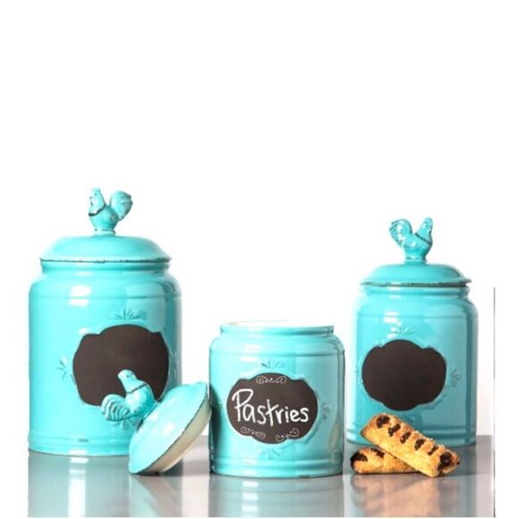 Ceramic Farmhouse chalkboard canister set. - Picture 2 of 4